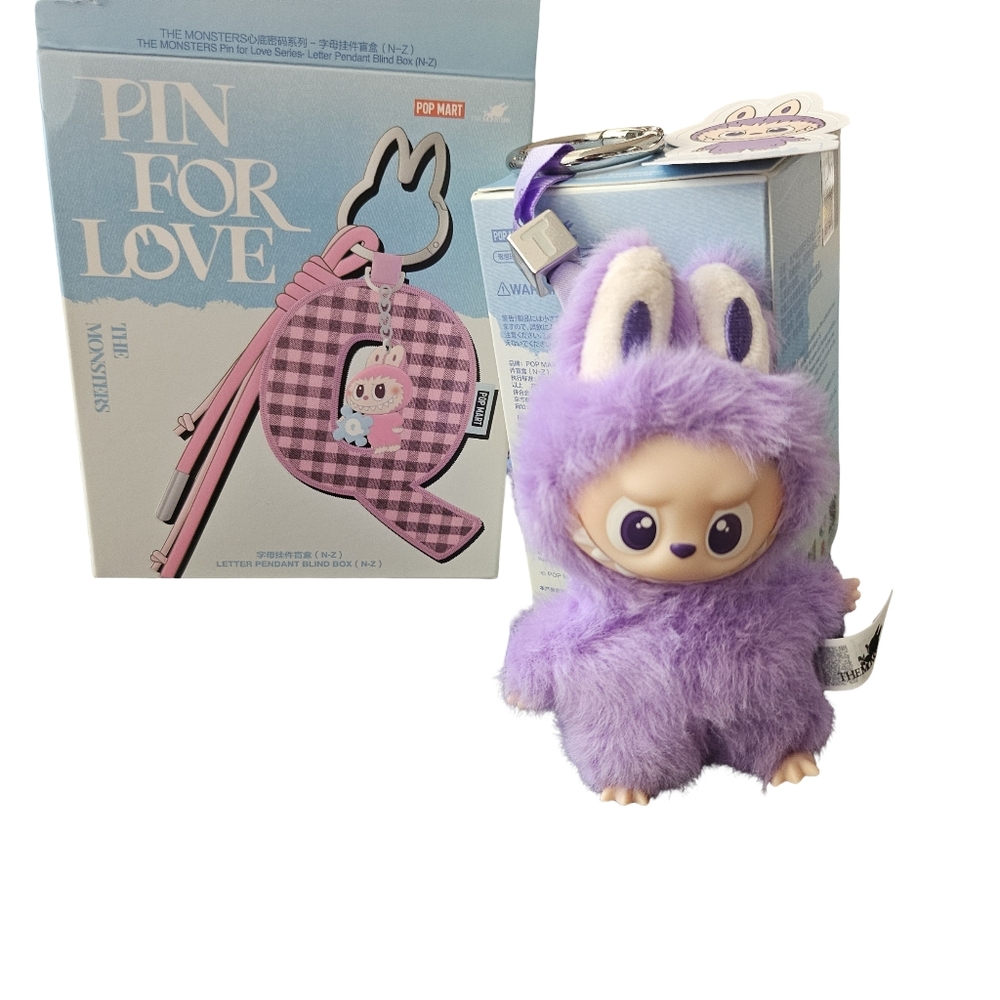 PopMart Set Of 2- Pin for Love Series - Mini Labubu Plus Letter "T" Pendant